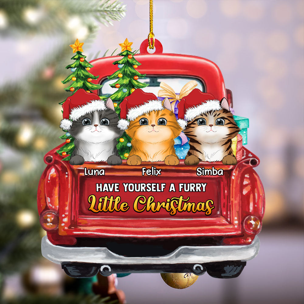 Personalized One - Layered Furry Little Christmas Wood Ornament for Pet Lovers