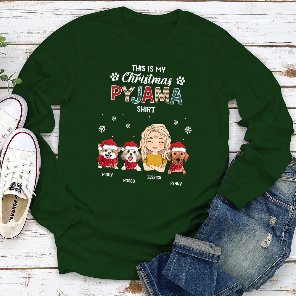 Personalized Custom Christmas Long Sleeve Pajama T - shirt for Pet Lovers