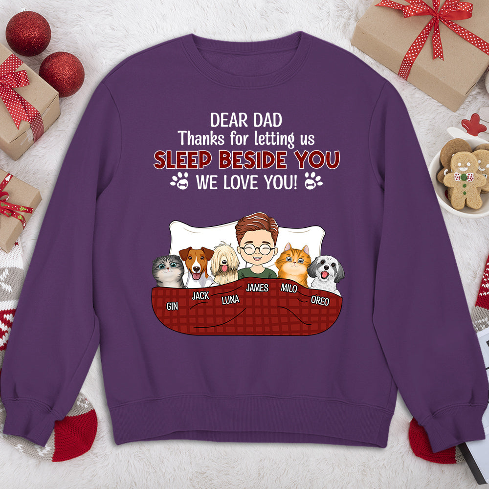 Personalized Custom Sleep Beside You Sweatshirt for Pet Lovers