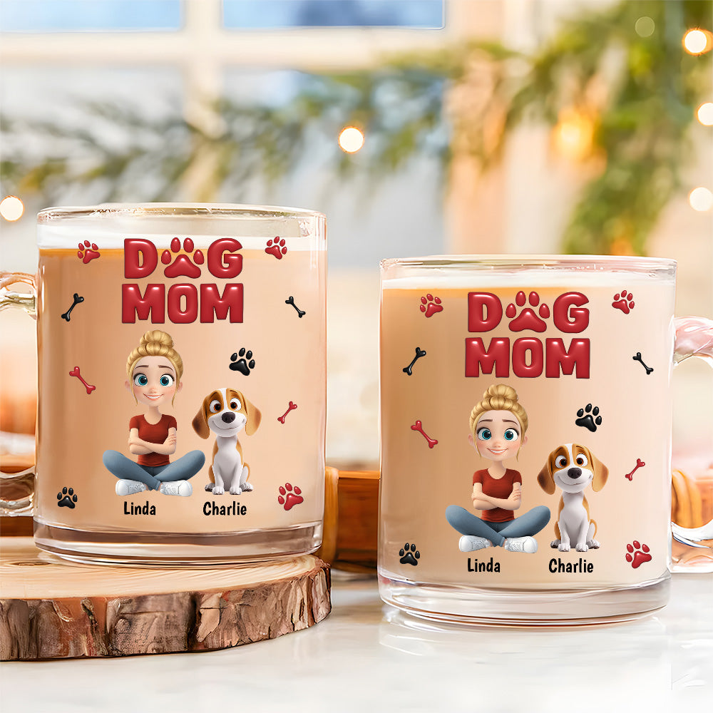 Customizable 3D Inflated Effect Personalized Glass Mug for Dog Lovers