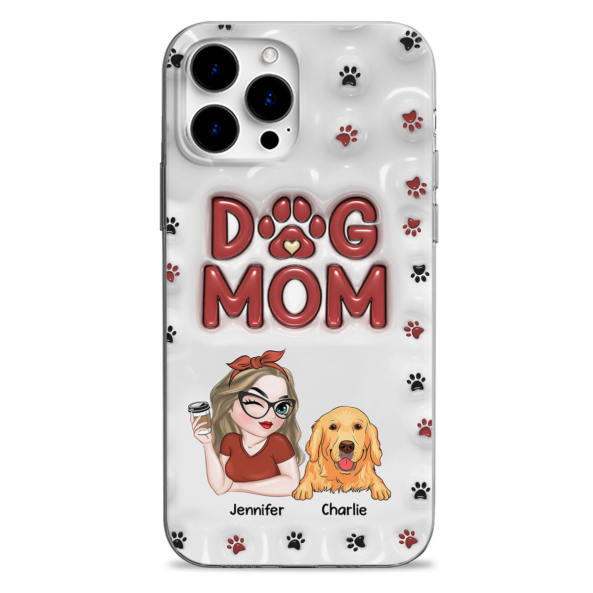 Adorable Dog Mom - Personalized 3D Inflated Effect Custom Phone Case