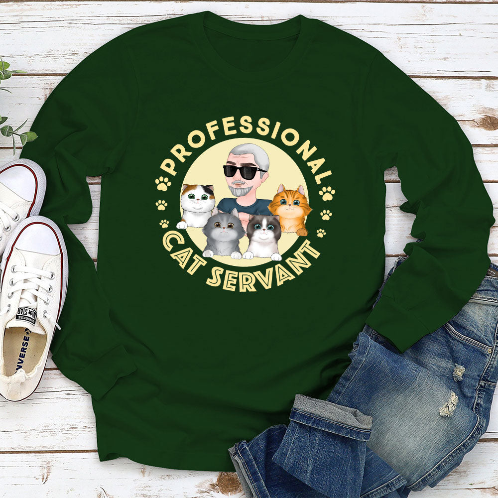 Professional Cat Servant 2 - Customizable Personalized Long Sleeve T - shirt for Pet Lovers