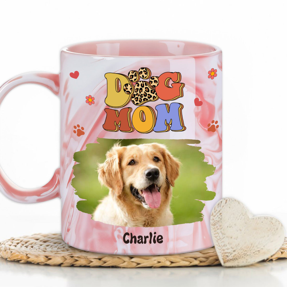 Slay Dog Mama Personalized Custom Pink Marble Photo Mug - Ideal Gift for Special Occasions