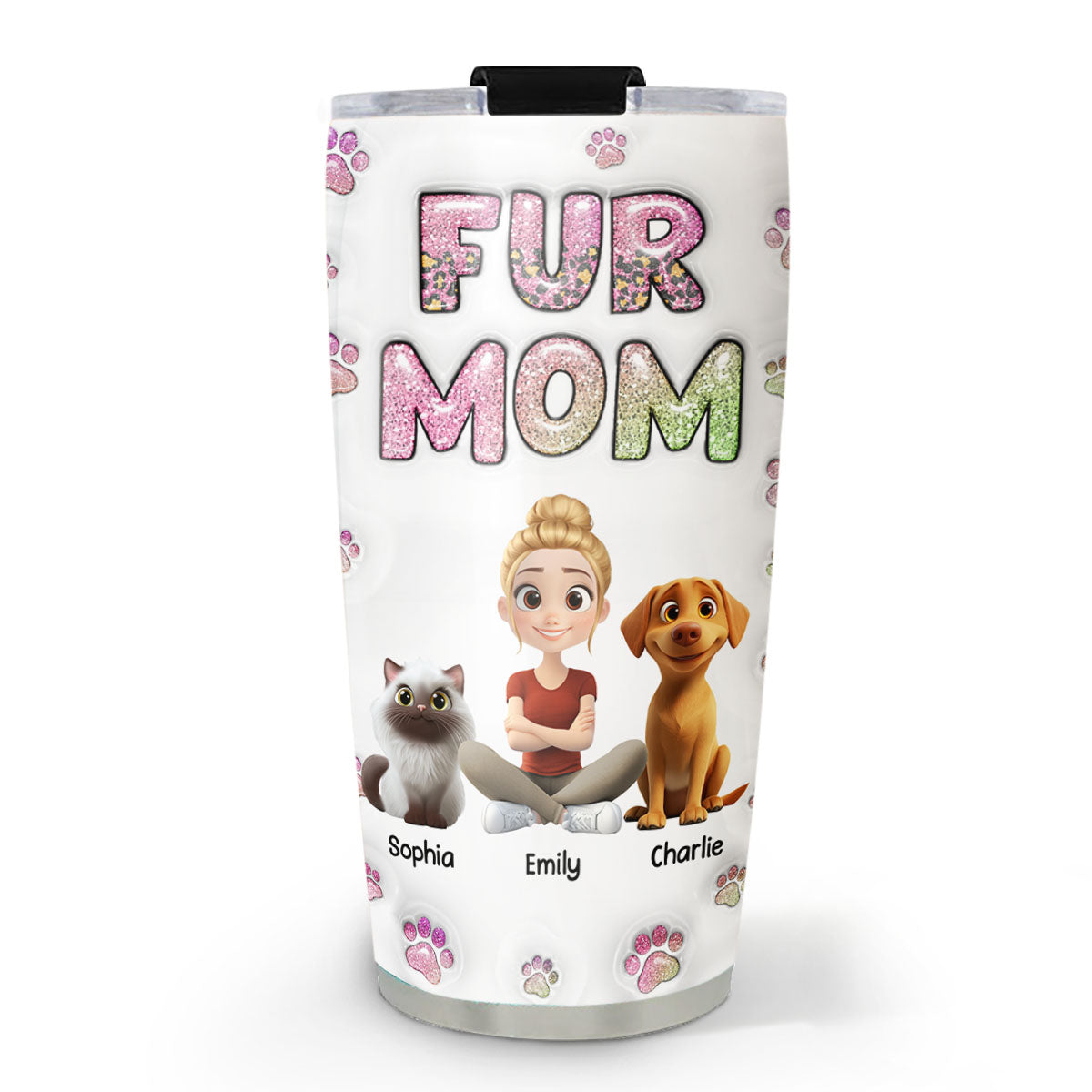 Personalized 3D Inflated Effect Chibi Tumbler for Fur Moms