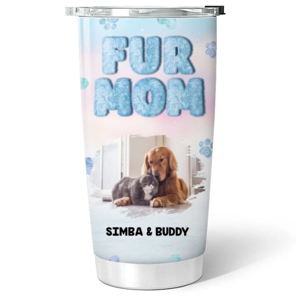 Personalized Fluffy Fur Mom Photo Tumbler - Unique Custom Design