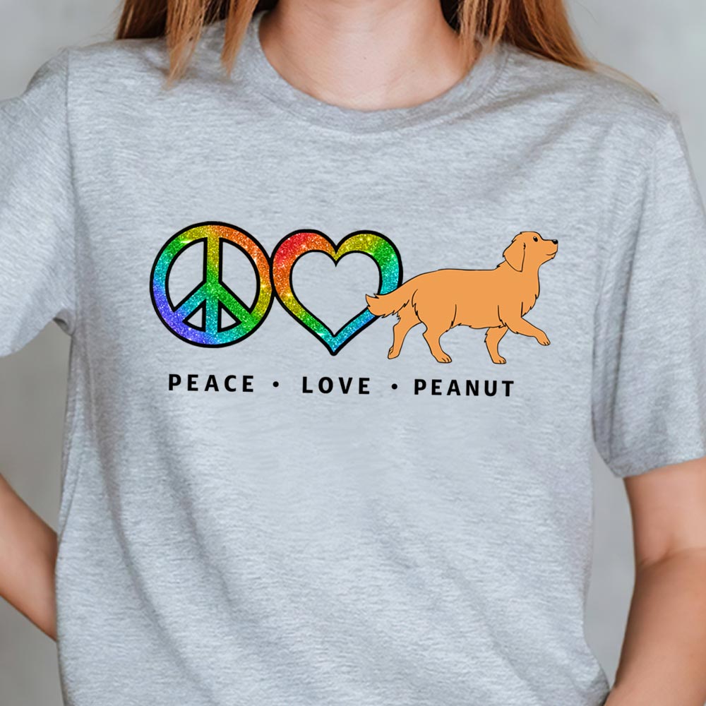 Peace Love Dog Pattern Personalized Custom Unisex T - shirt for Pet Lovers
