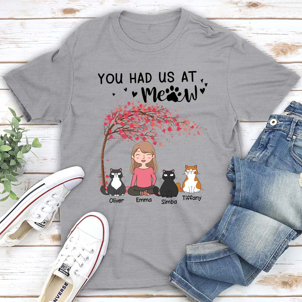 You Had Me At Meow Cartoon Personalized Unisex T-shirt - Ideal Gift for Pet Lovers