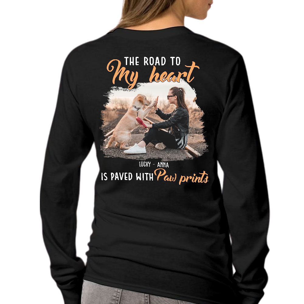 Personalized My Paw Prints Photo Long Sleeve T - shirt for Pet Lovers
