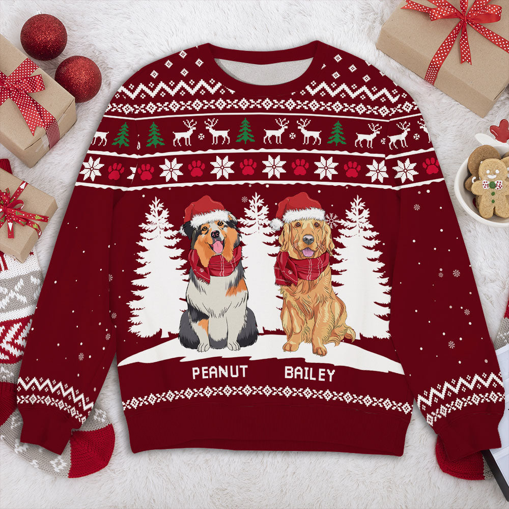 Customizable Winter Dog All-Over Print Sweatshirt - Ideal Gift for Pet Lovers