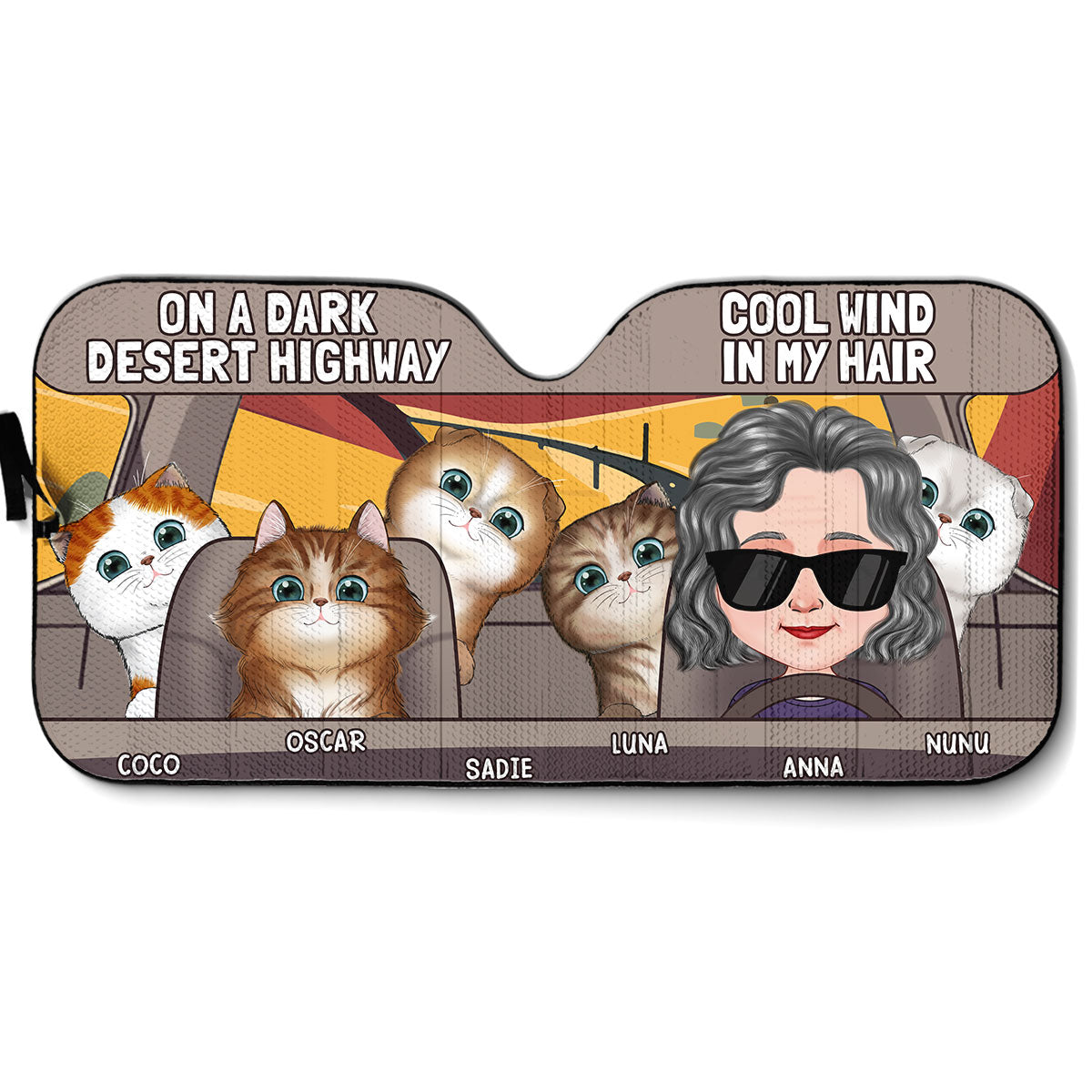 On A Dark Desert Highway - Customizable Car Sunshade for UV Protection