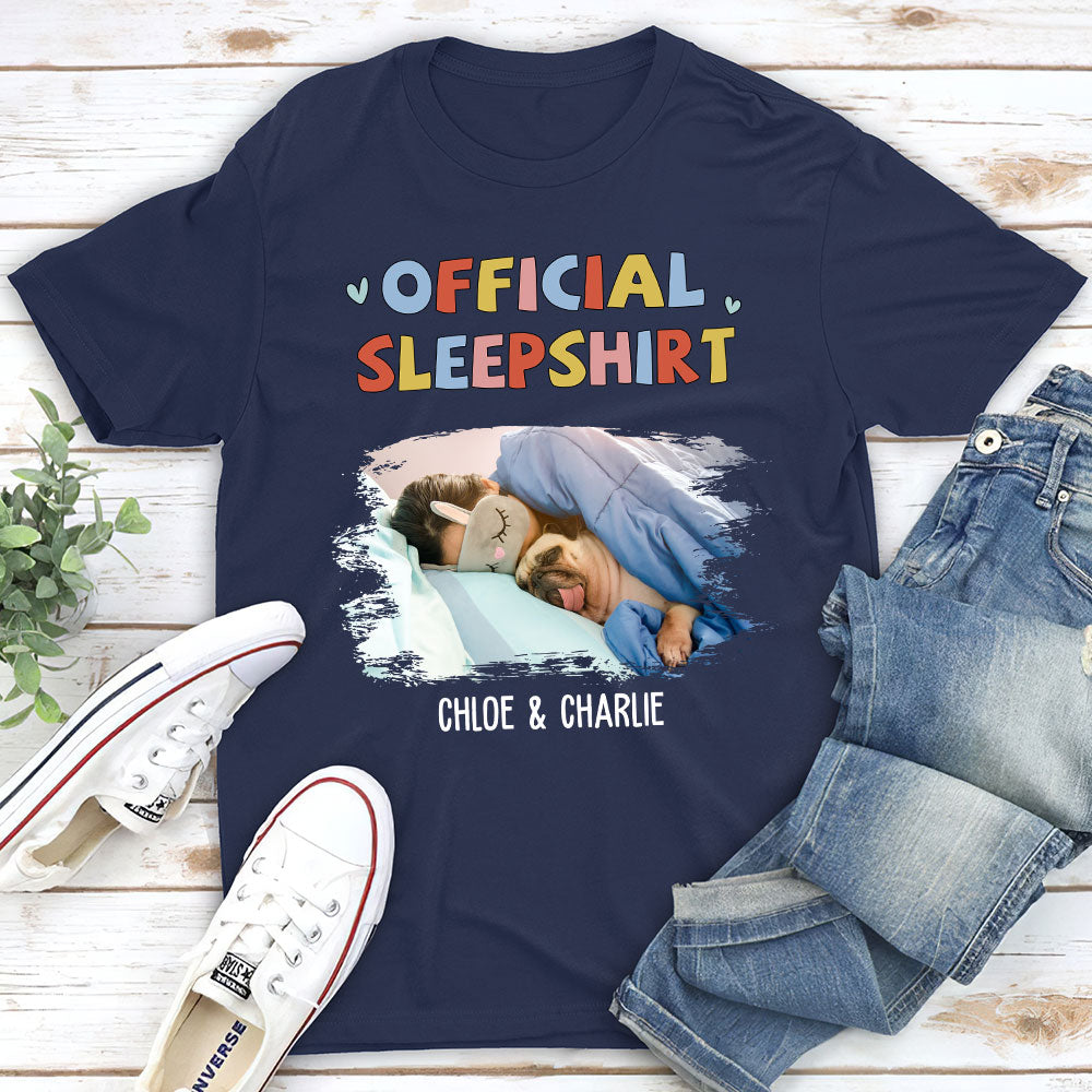 Personalized Custom Unisex Sleeping Pet Sleepshirt Version 2 Photo T-shirt - Ideal Gift for Pet Lovers