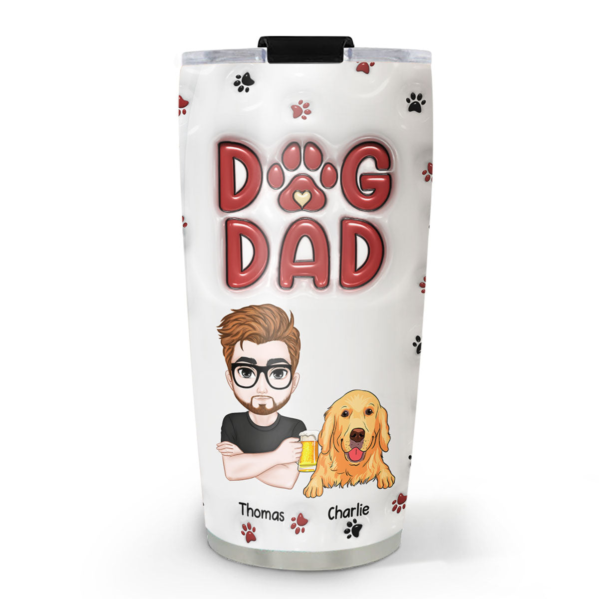 Personalized 3D Inflated Effect Tumbler - The Perfect Gift for Dog Dads