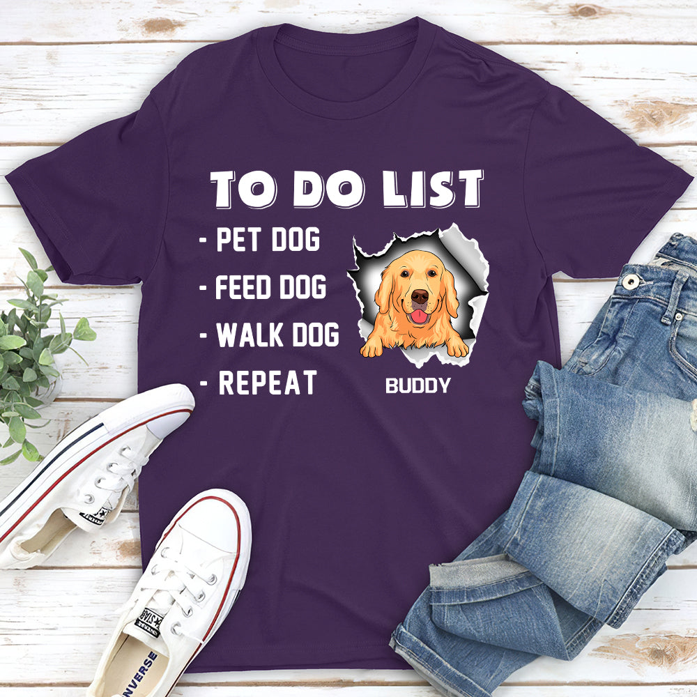Personalized Custom Unisex Dog To-Do List T-shirt - Ideal Gift for Pet Lovers