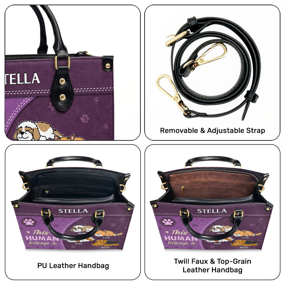 Personalized Custom Leather Bag: 'This Human Belongs To' - Show Your Love for Fur Babies