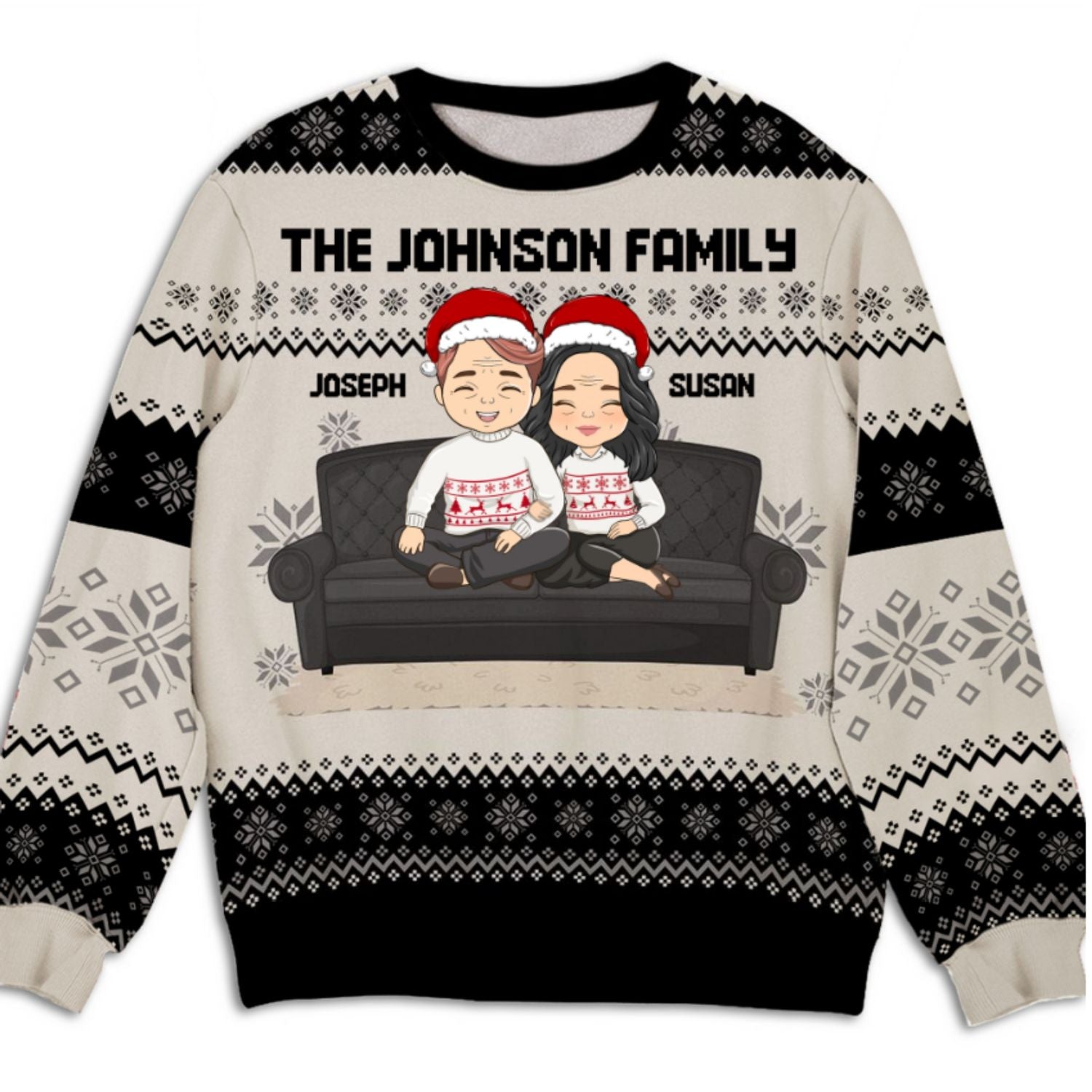 Personalized All-Over-Print Couple and Family Sweatshirt with Pets and Kids