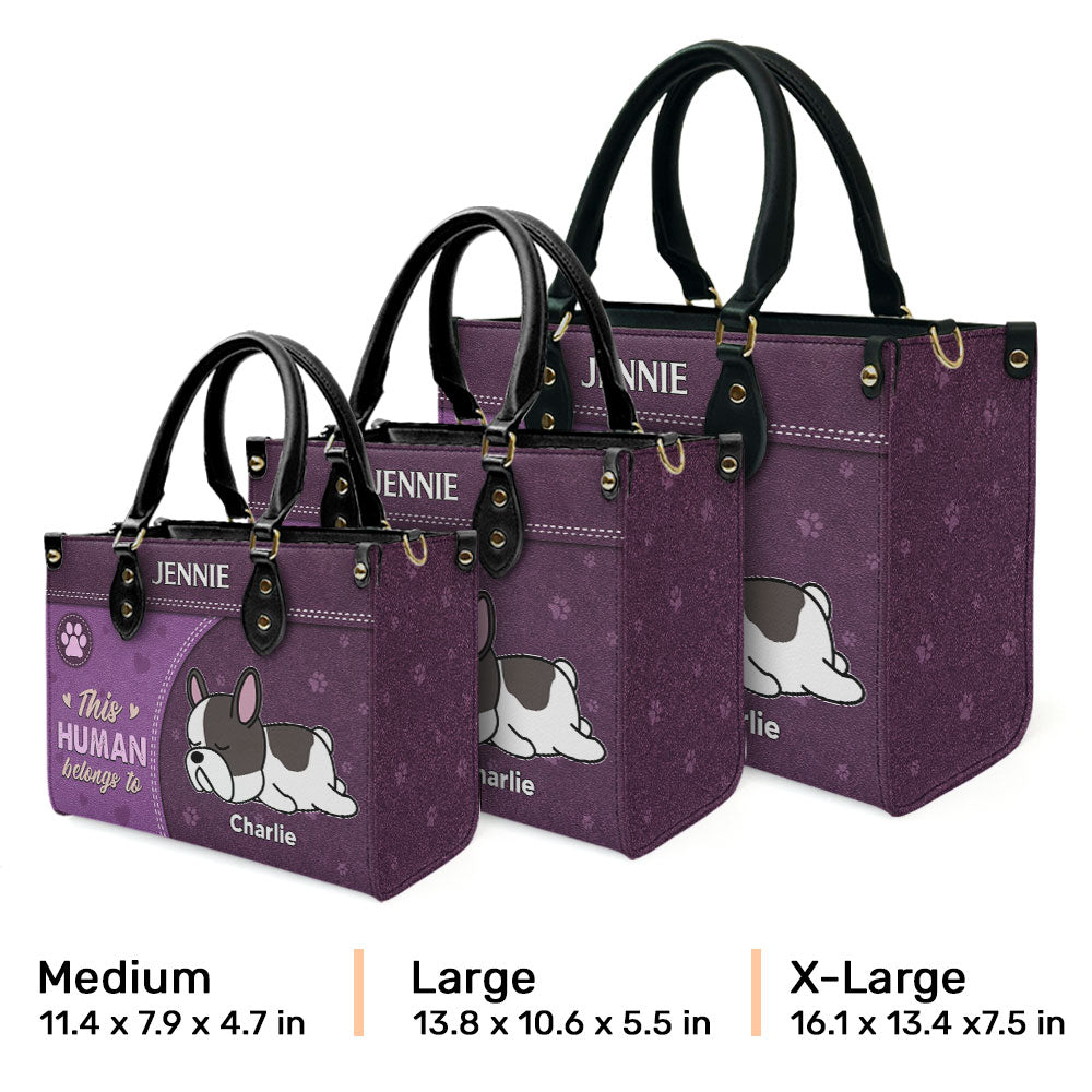 Personalized Custom Leather Bag: 'This Human Belongs To' - Show Your Love for Fur Babies