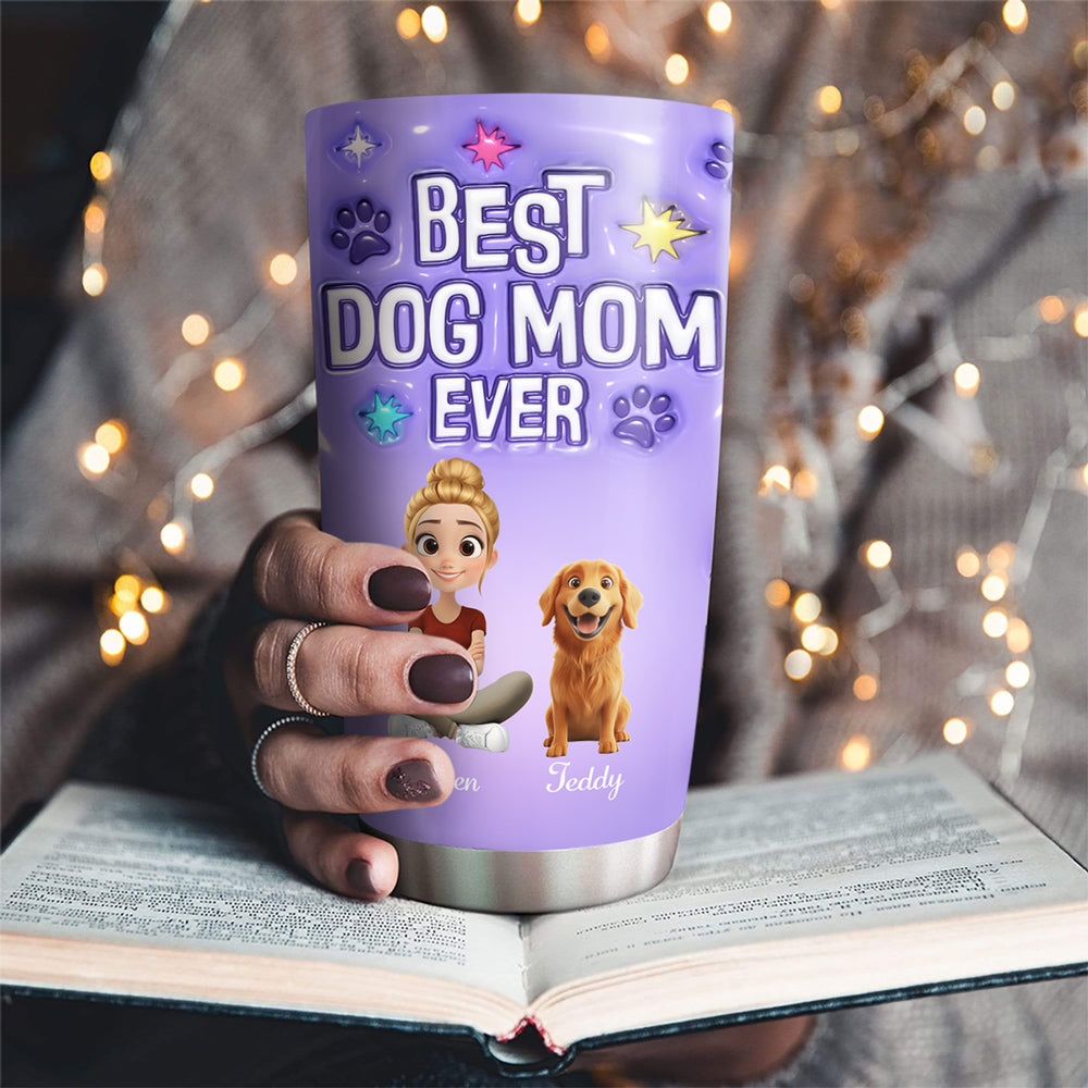 Personalized 3D Inflated Effect Tumbler for Dog Moms - Keep Drinks Hot or Cold