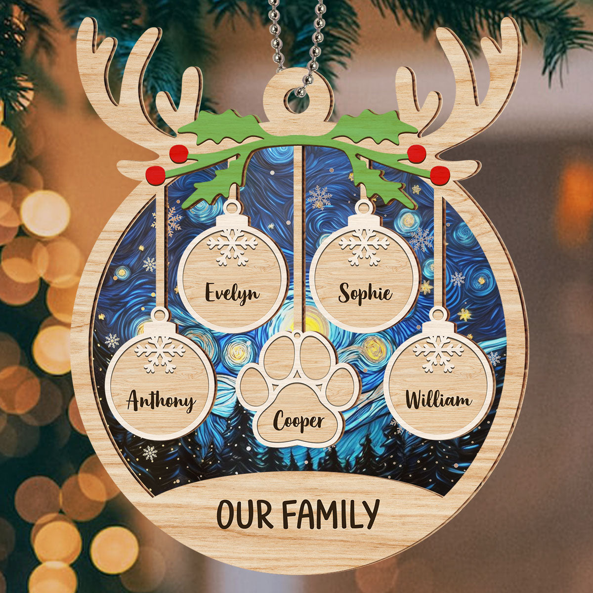 Family Charm - Customizable Personalized Suncatcher Ornament for Special Occasions
