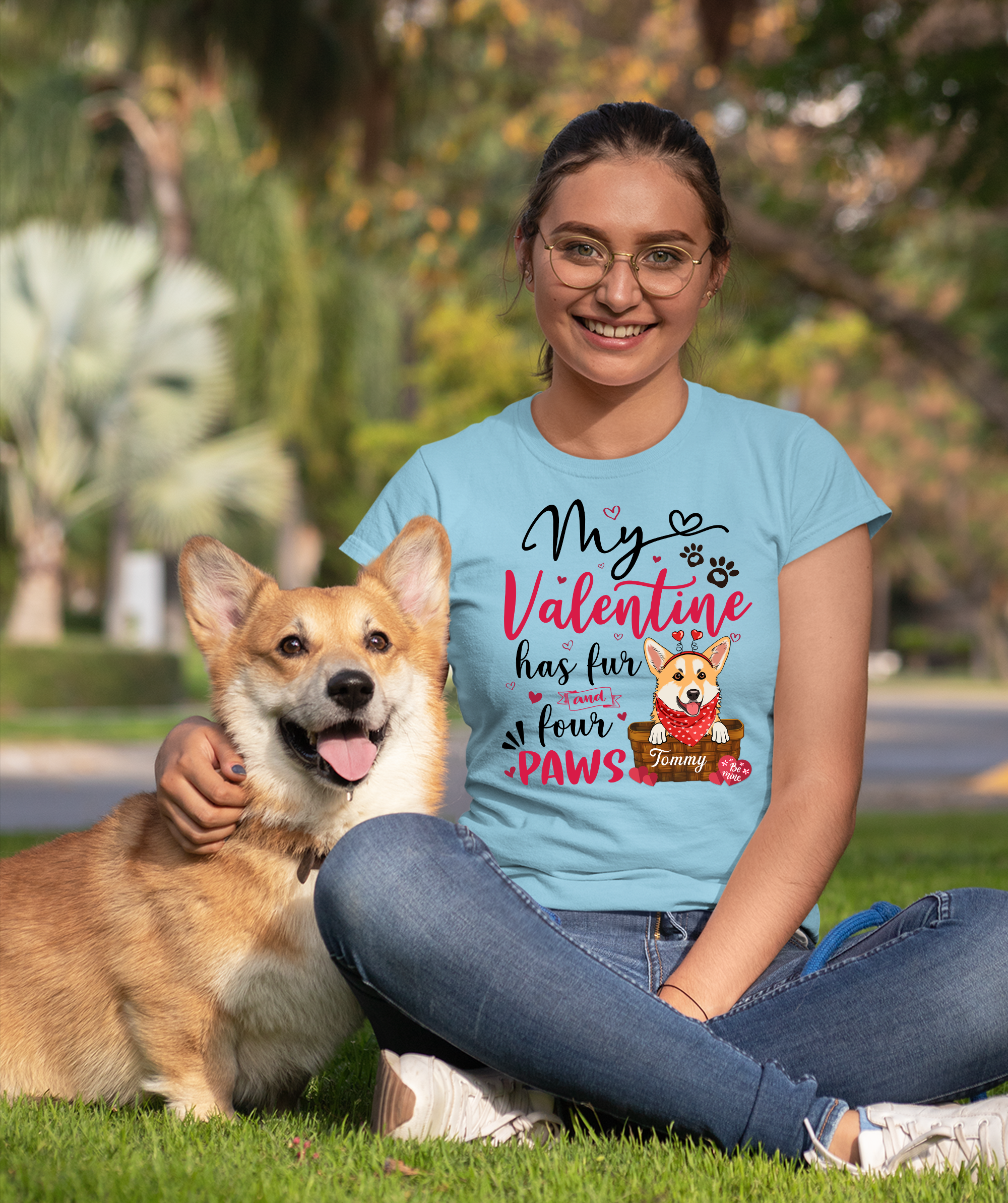 Personalized Custom Unisex 'My Valentine Has Paws' T-shirt for Pet Lovers