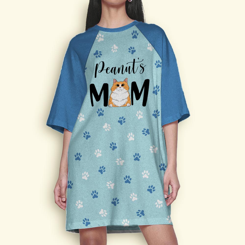 Customizable Cat Mom 3/4 Sleeve Dress in Vibrant Colors