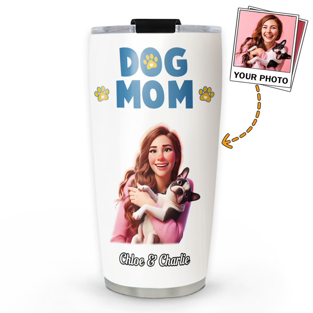 Personalized Girl and Dog Cartoon Style Tumbler - Ideal for Every Occasion
