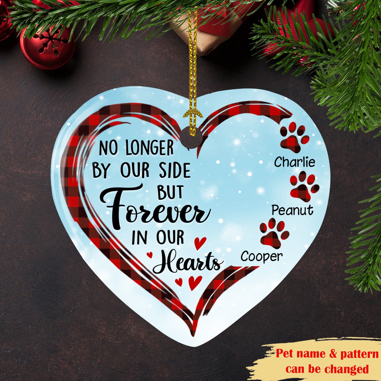 Forever in Our Hearts - Customizable Premium Ceramic Christmas Ornament for Pet Lovers