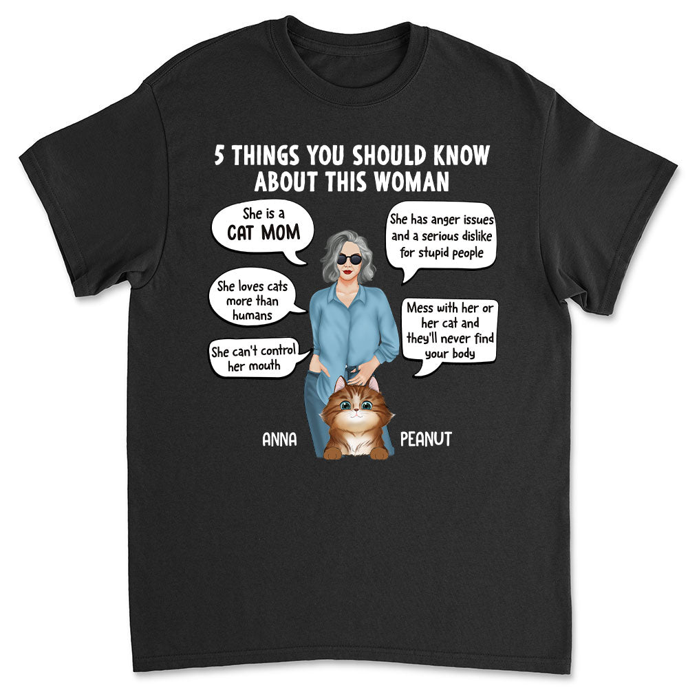 Personalized Unisex 5 Things Cat Mom T-shirt - Ideal Gift for Pet Lovers