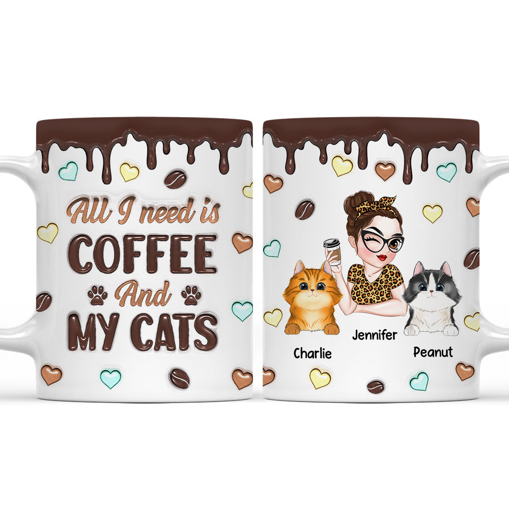 Personalized 3D Inflated Effect Coffee and Cat Mug