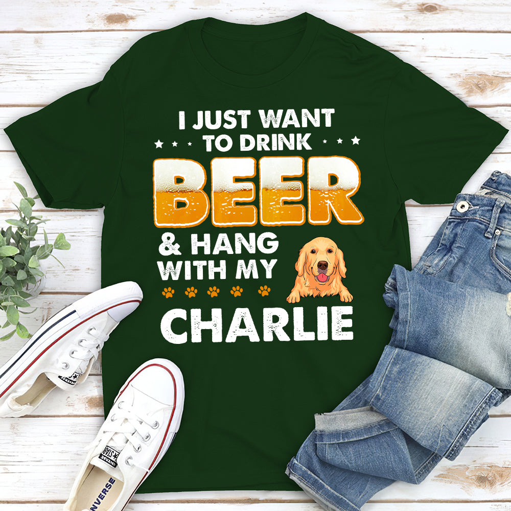 Customizable Beer and Dog Personalized T-shirt - Ideal Gift for Pet Enthusiasts