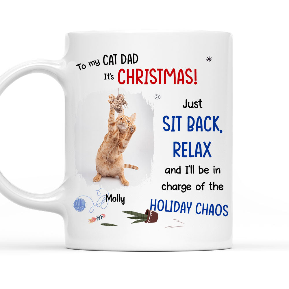 Personalized 'Let Cats Rule the Chaos' Photo Coffee Mug - Ideal Gift for Pet Lovers