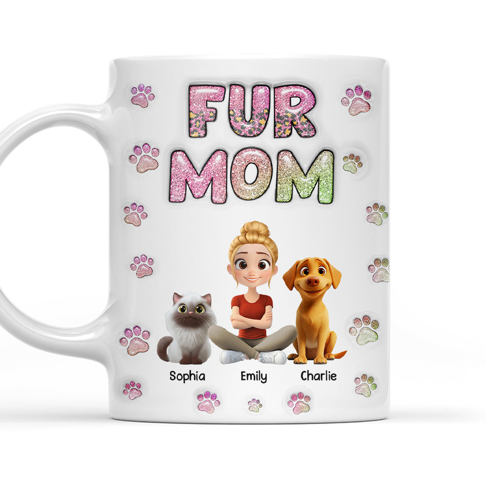 Personalized 3D Inflated Effect Fur Mom Lovely Chibi Mug - Ideal Gift for Loved Ones