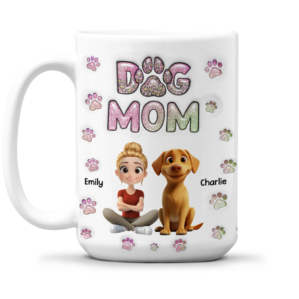 Personalized 3D Inflated Effect Chibi Dog Mom Mug