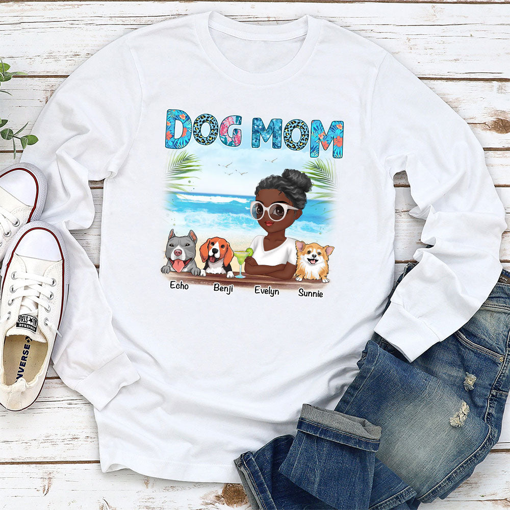Personalized Custom Dog Mom Summer Long Sleeve T - shirt