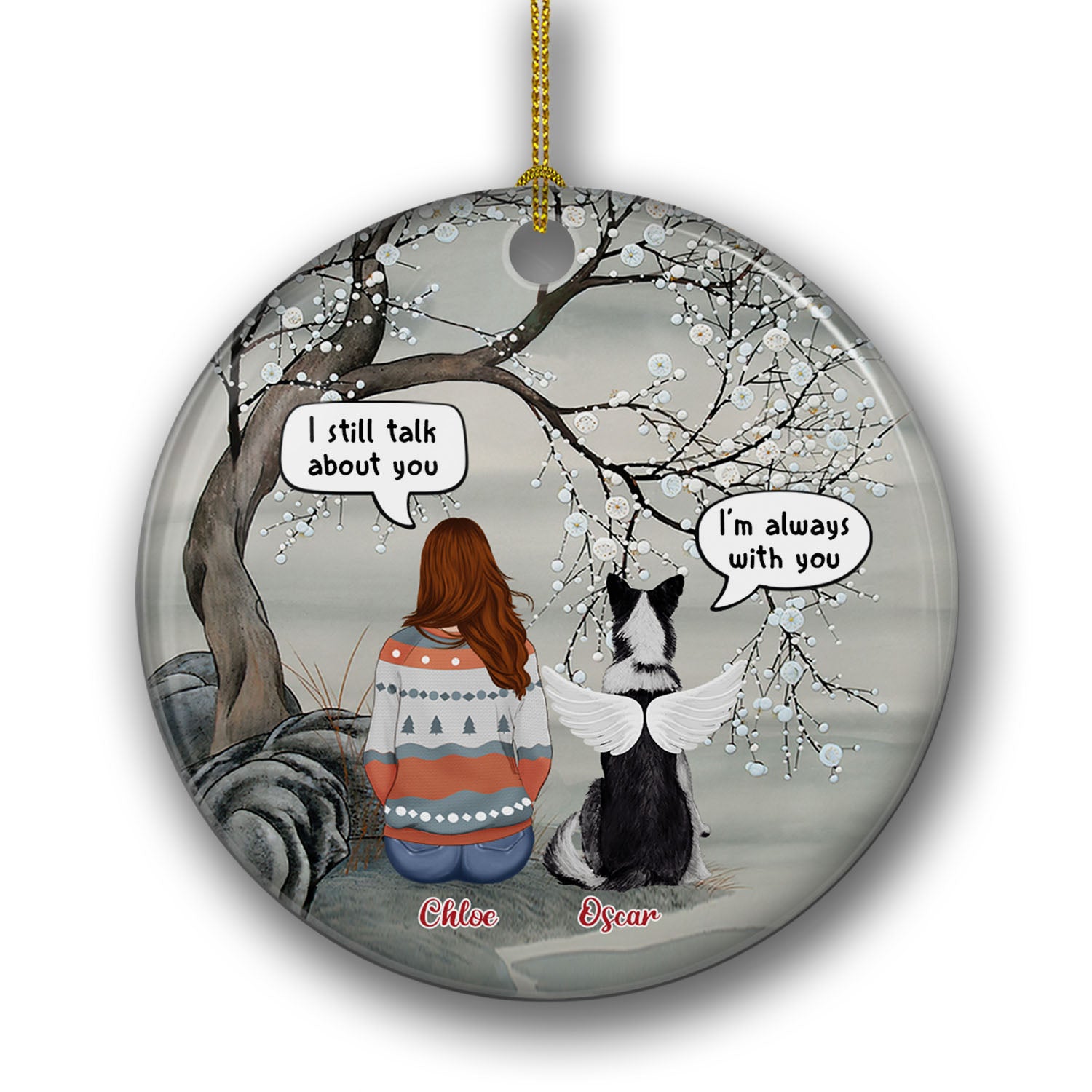 Personalized Custom 'I'm Always With You' Ceramic Christmas Ornament for Pet Lovers