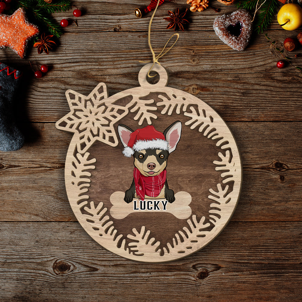 Snow - Exquisitely Personalized 2 - Layered Wood Christmas Ornament for Pet Lovers