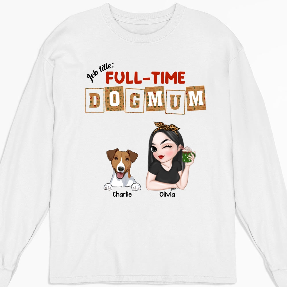 Personalized Full-Time Dog Mom & Dad Christmas Long Sleeve T-Shirt