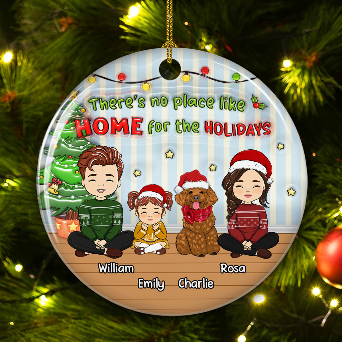 Personalized 3D Inflated Effect Ceramic Christmas Ornament - No Place Like Home