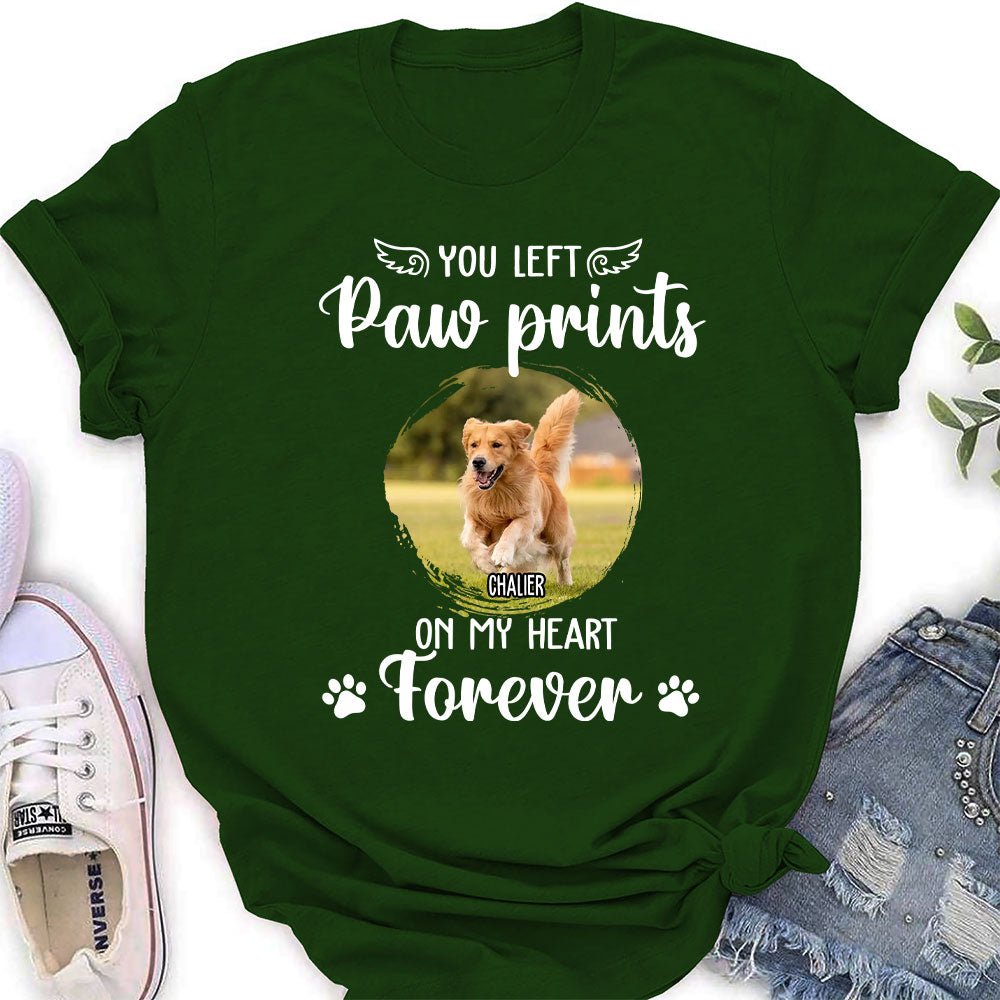 Personalized You Left Paw Prints Women's T-shirt - Ideal Gift for Pet Lovers
