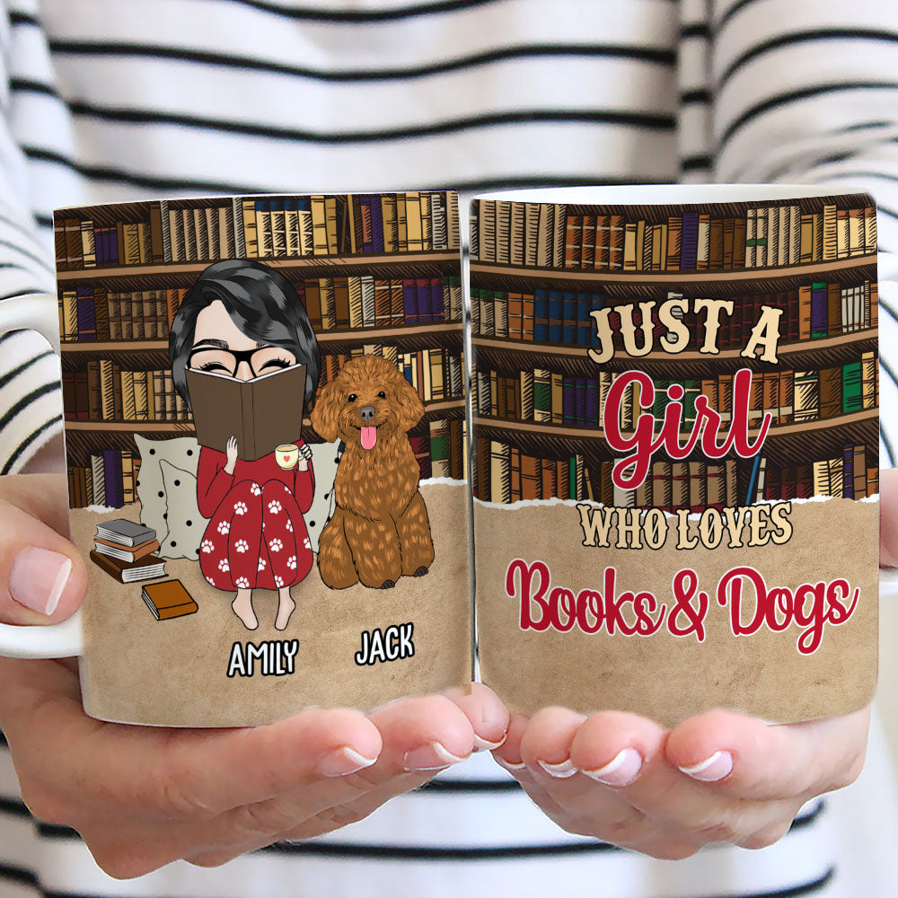 Personalized Custom Girl & Books Coffee Mug - Ideal Gift for Pet Lovers
