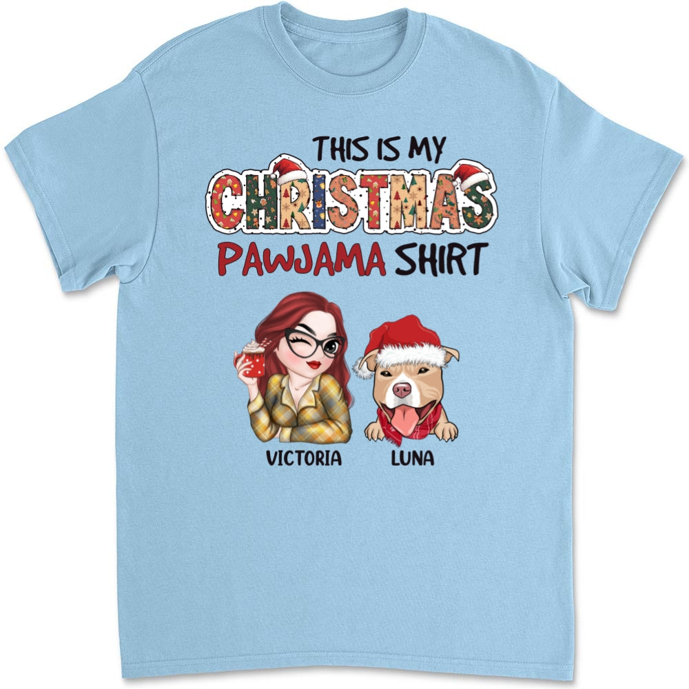 Personalized Christmas Pawjama Unisex T-shirt - Ideal Gift for Pet Lovers