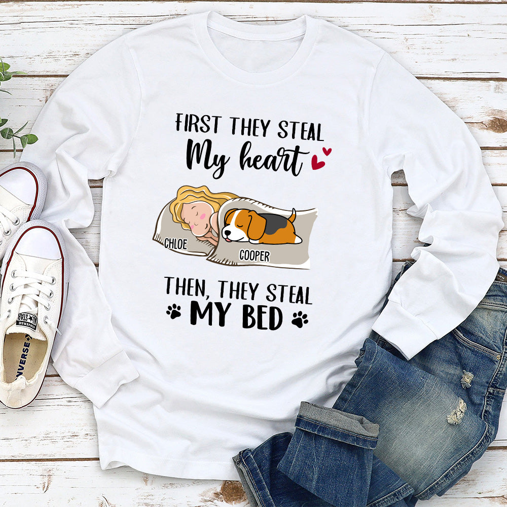 My Heart My Bed - Personalized Custom Long Sleeve T-shirt for Pet Lovers