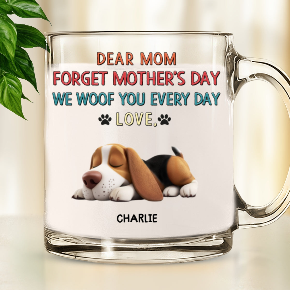 Forever Woof Personalized Custom Glass Mug - Unique Gift Idea