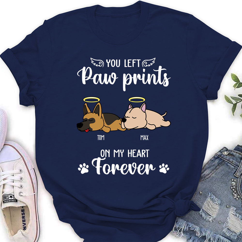 Personalized You Left Paw Prints Women's T-shirt - Ideal Gift for Pet Lovers