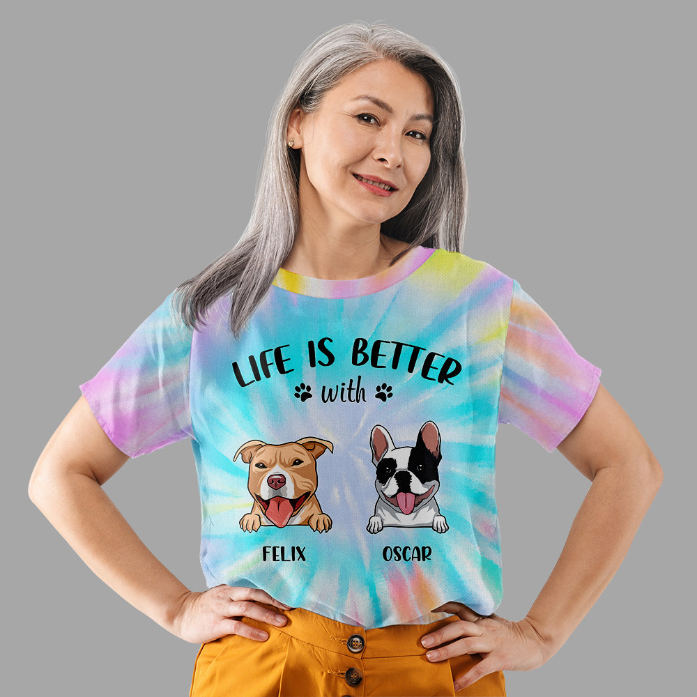 Personalized All-over-print 'Life Is Better With Dogs' T-shirt - Ideal Gift