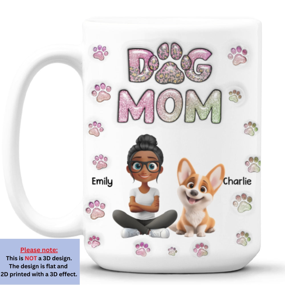 Personalized 3D Inflated Effect Chibi Dog Mom Mug