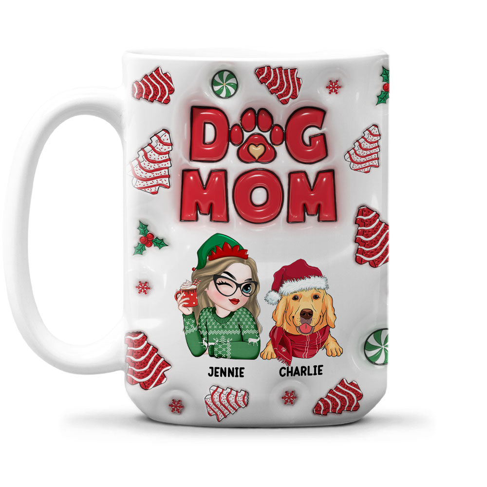 Personalized 3D Inflated Effect Christmas Mug for Dog Moms