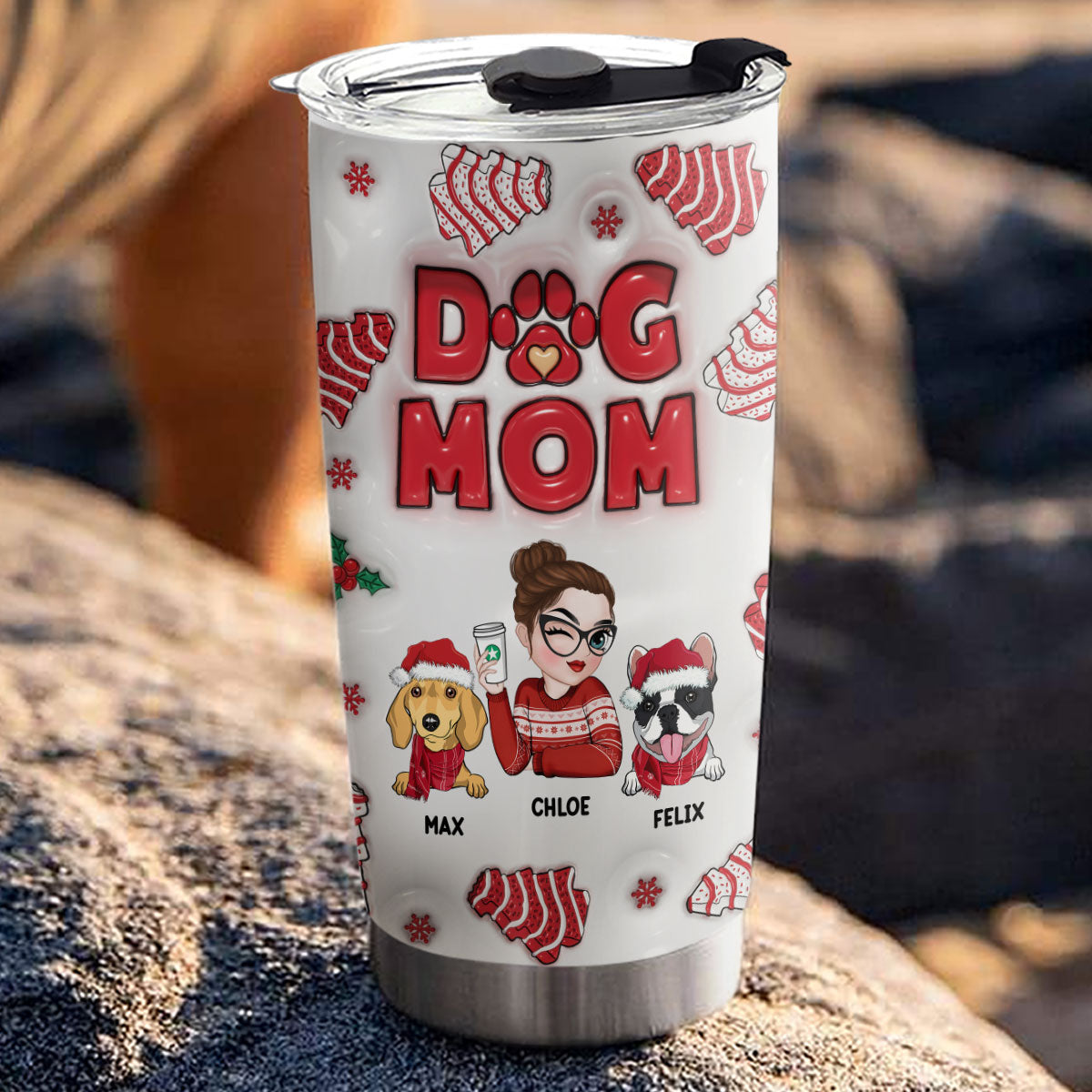 Customizable 3D Inflated Effect Tumbler - Ideal Dog Mom Christmas Gift