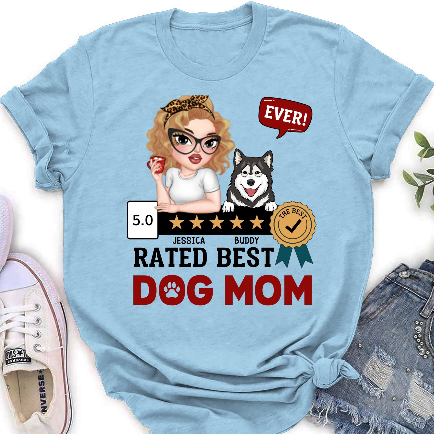Top-Rated Personalized Custom Women's T-shirt for Dog Moms