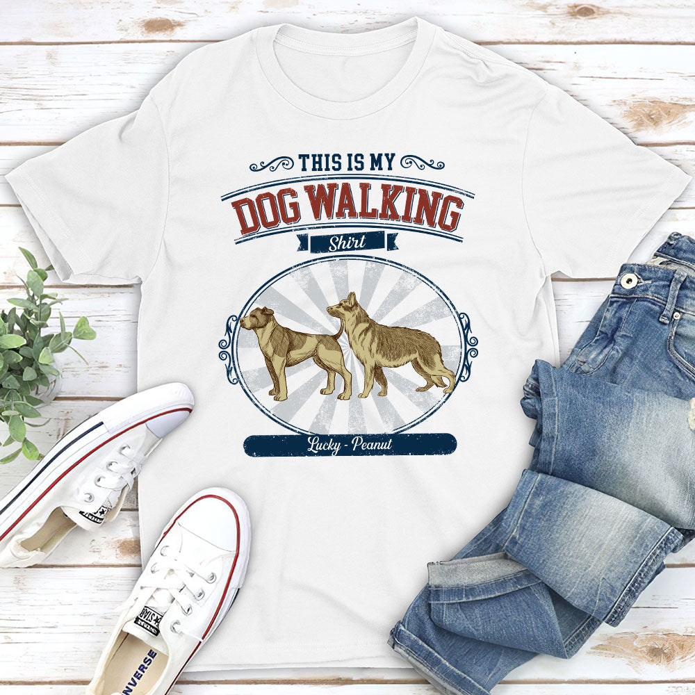 Personalized Vintage Dog Walking Unisex T - shirt: Ideal Gift for Pet Lovers