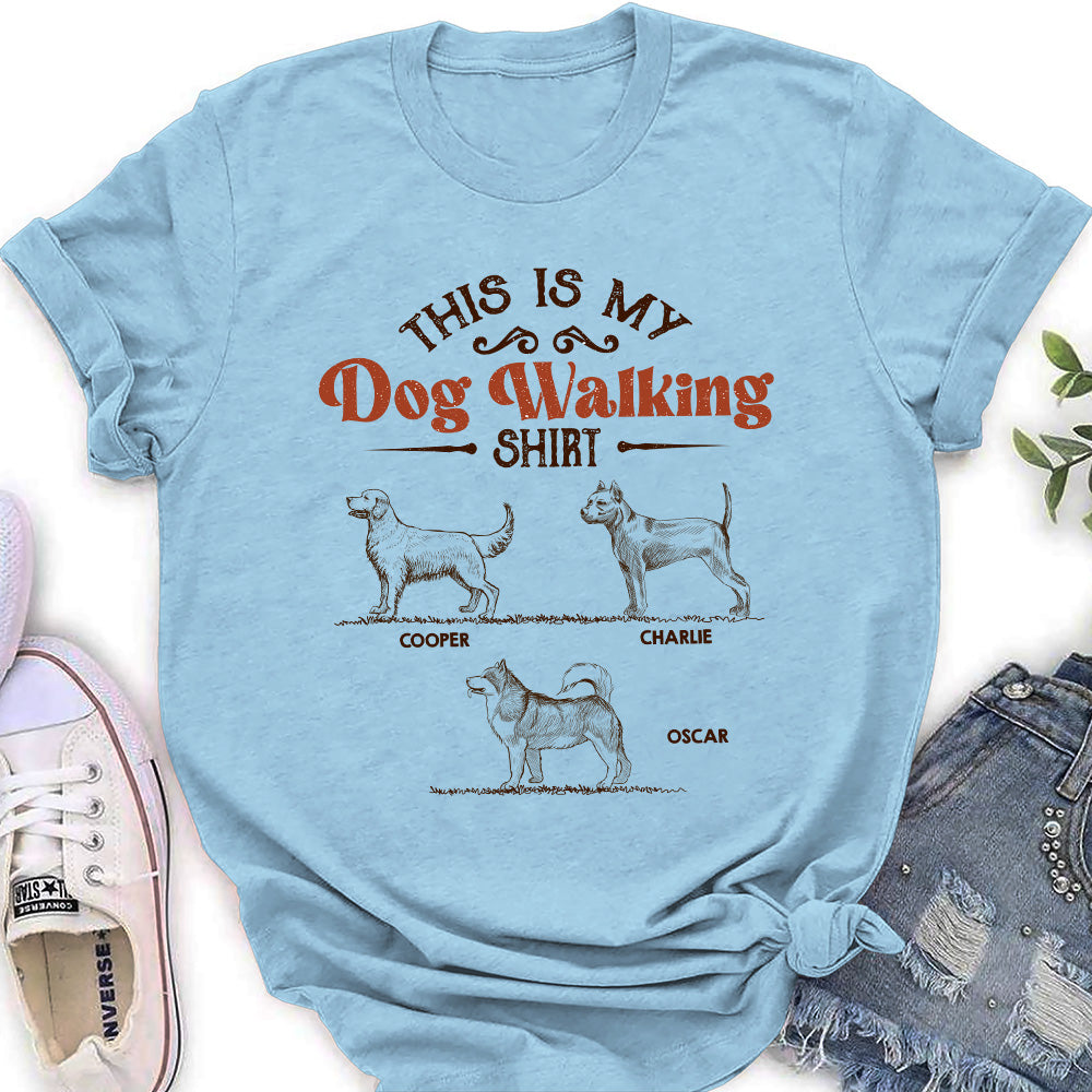 Customizable Vintage Dog Walking Women's T-shirt - Ideal Gift for Pet Lovers